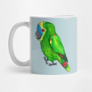 Turquoise-fronted amazon watercolor painting Mug